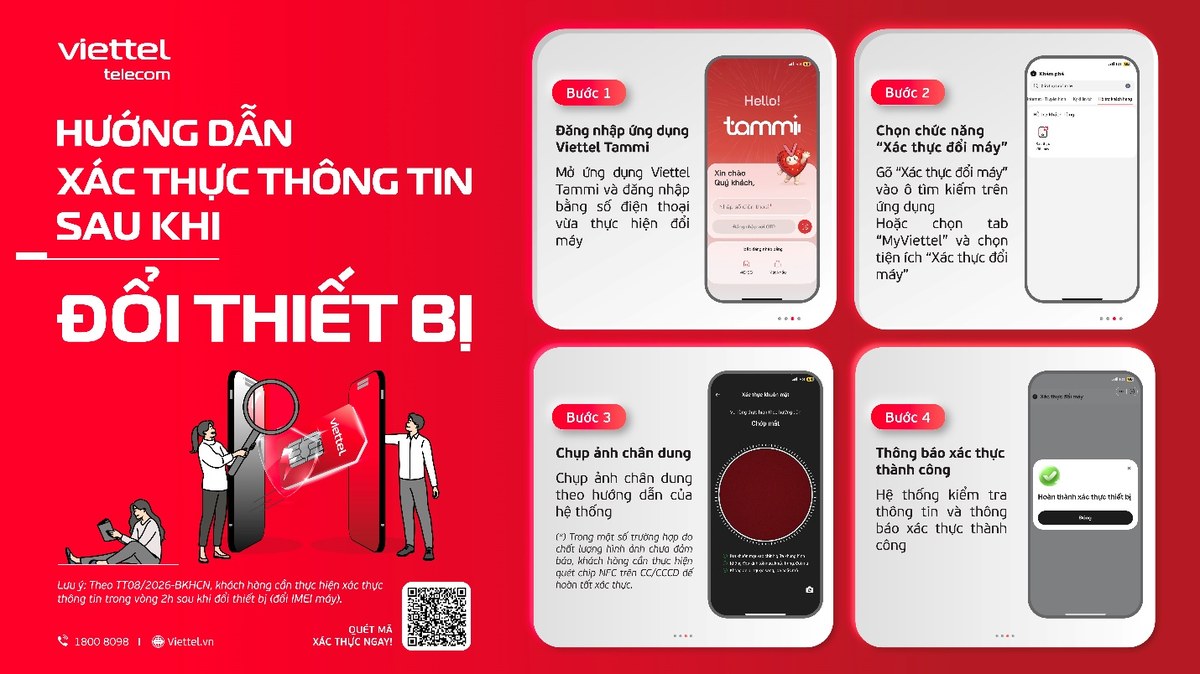 Viettel hướng dẫn xác thực thông tin sau khi đổi thiết bị