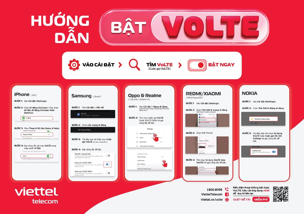 Hướng dẫn bật VoLTE trên điện thoại, không tốn chi phí hay hao pin