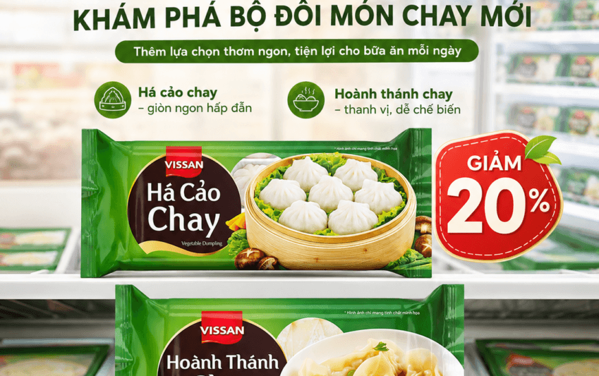 Vissan ra mắt bộ đôi há cáo chay và hoành thánh chay, mở rộng lựa chọn cho bữa ăn hiện đại