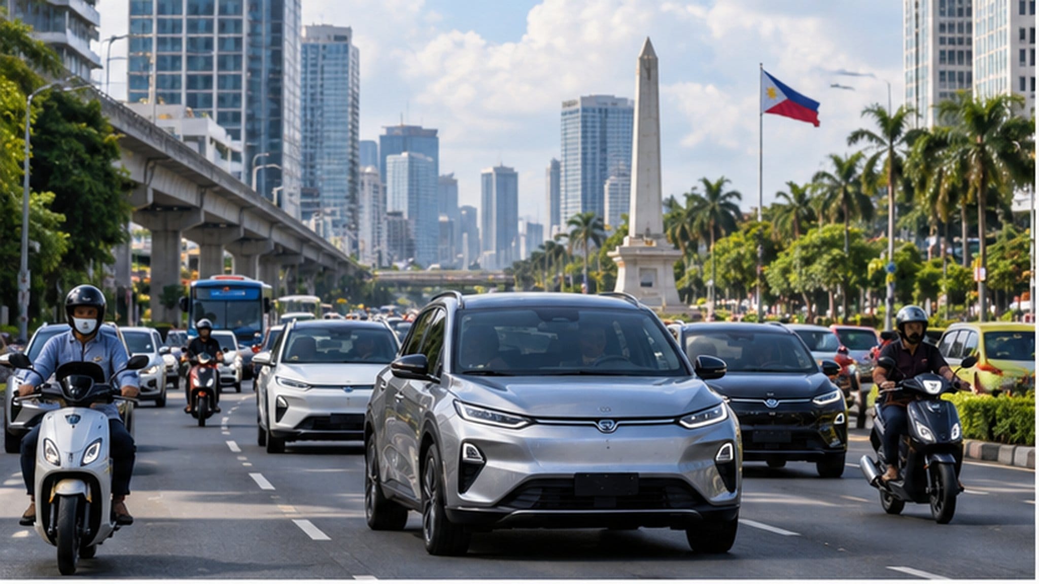 Xe điện lưu thông trong một đô thị hiện đại tại Philippines. Ảnh minh họa.