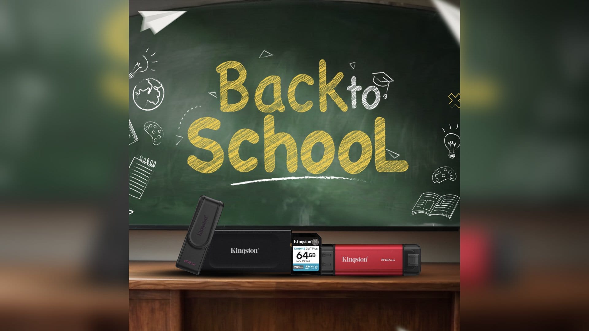 Hình ảnh chủ đề Back to School với các thiết bị lưu trữ Kingston. Ảnh: Kingston
