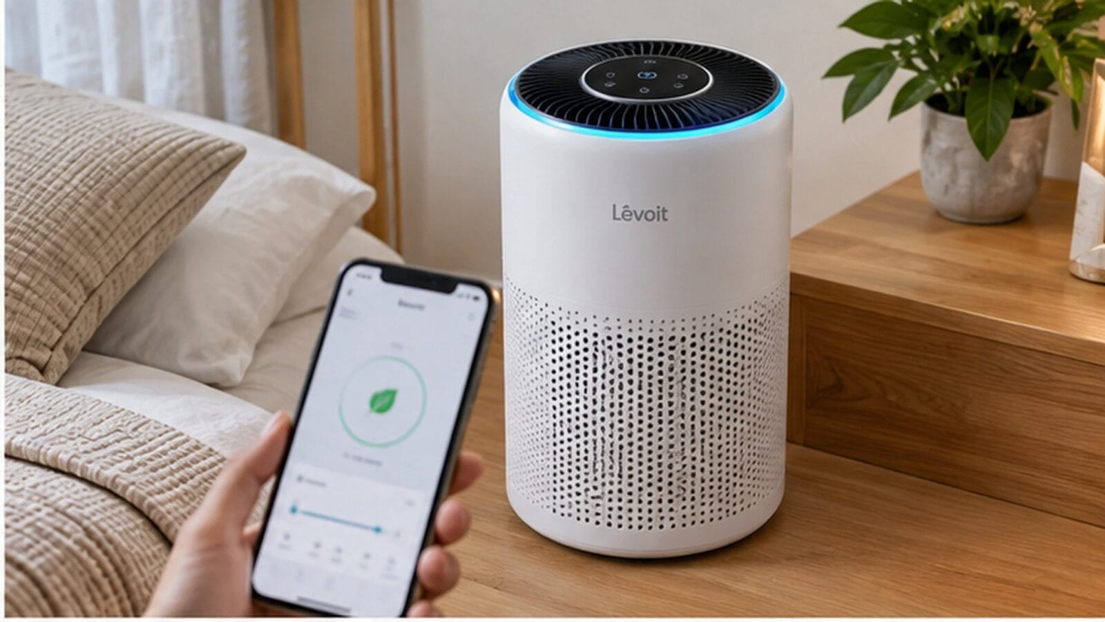 Levoit Eleva 300X kết nối với ứng dụng trên điện thoại — Ảnh: Ảnh minh họa